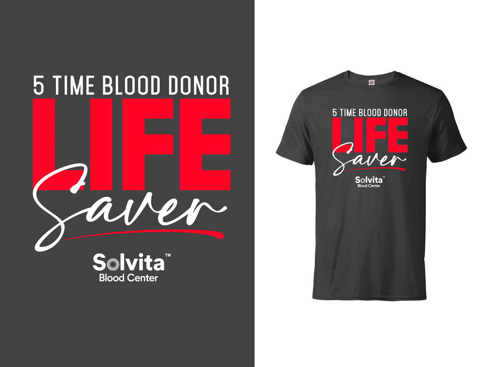 5 Time Blood Donor Life Saver Gray T-Shirt